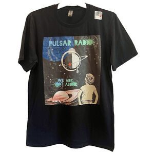 Pulsar Radio We Are Not Alone T-Shirt Men's Medium Black 👽NEW👽Gildan Soft